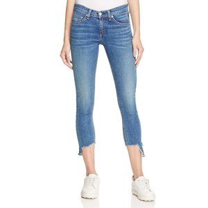 Rag & Bone Low Rise Stretch Denim Capri Jeans Hampton Wash Raw Hem Size 25